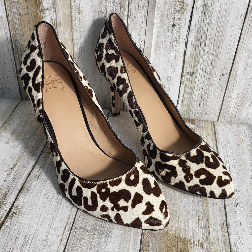 INC Leopard High Heels Brown Leopard Print Pointed Toe Pumps size 8.5